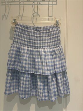 Autres Filles Blue Gingham Smocked Tiered Skirt